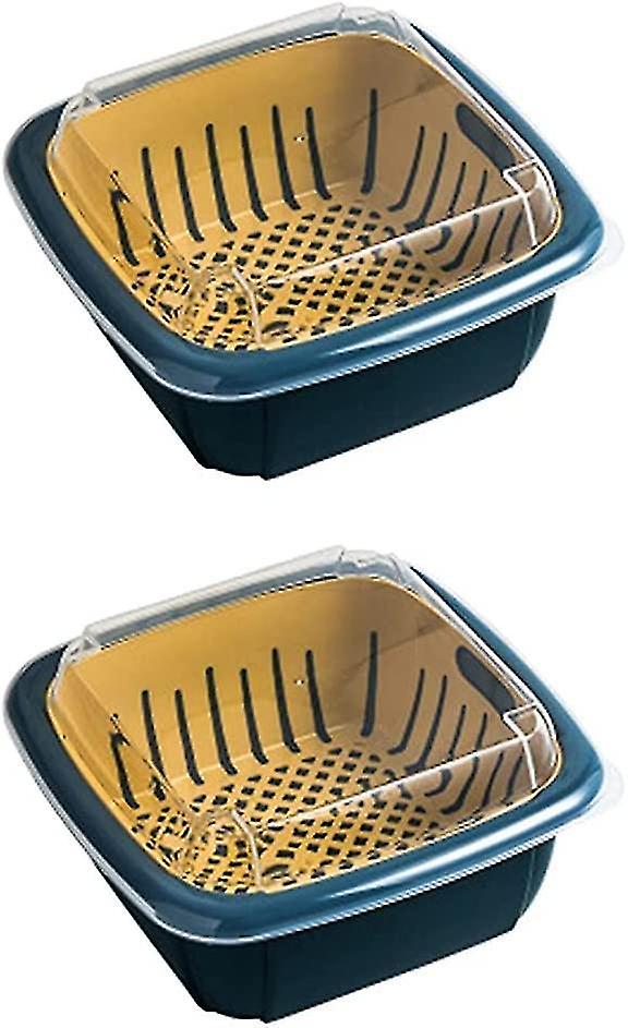 Pcs Drain Basket Double-layer Fruit Basket With Lid Professional Multifunctional, Fresh Storage Box 