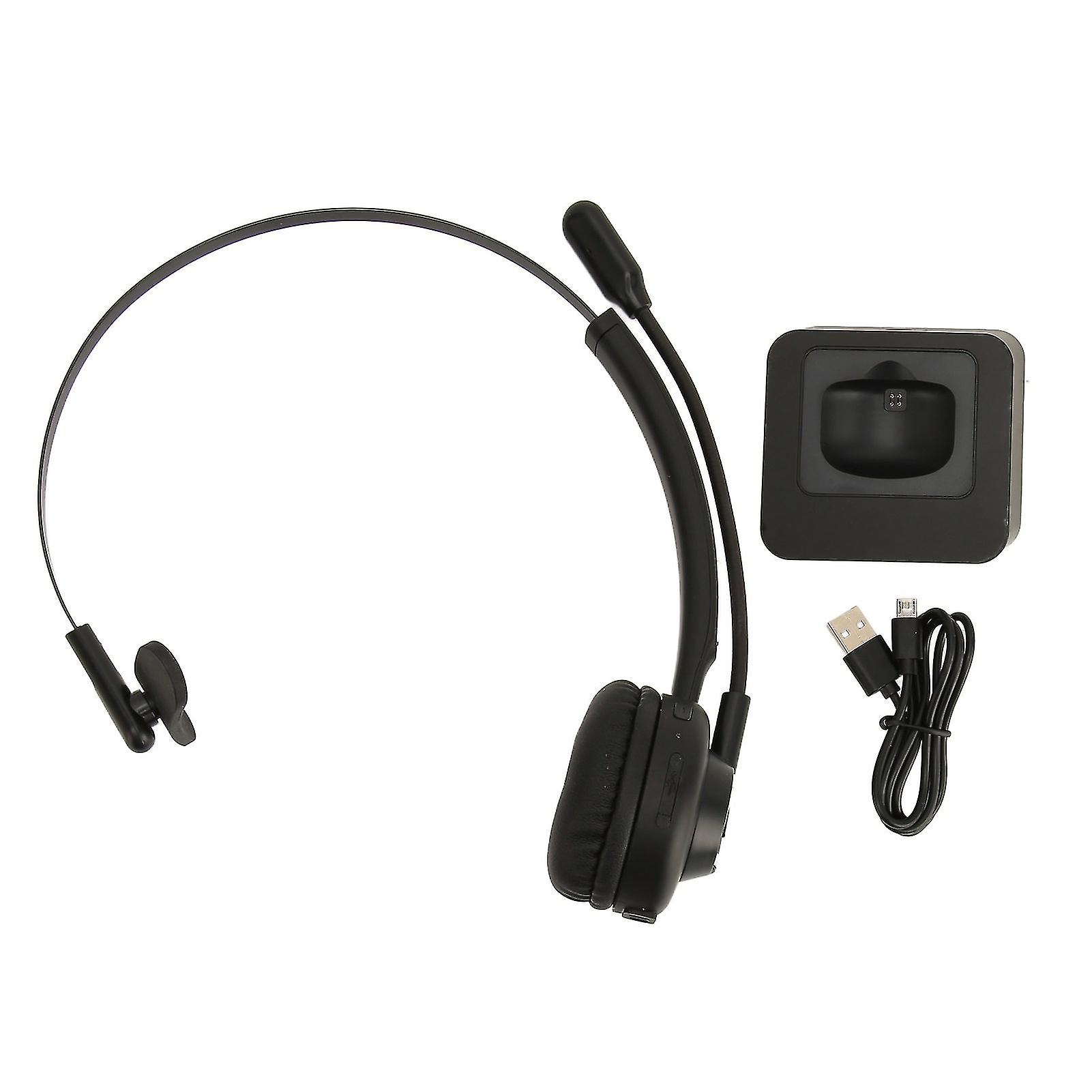 Bluetooth Telephone Headset Single Ear Rotatable Microphone Comfortable Wireless Business Headset with Charging Base