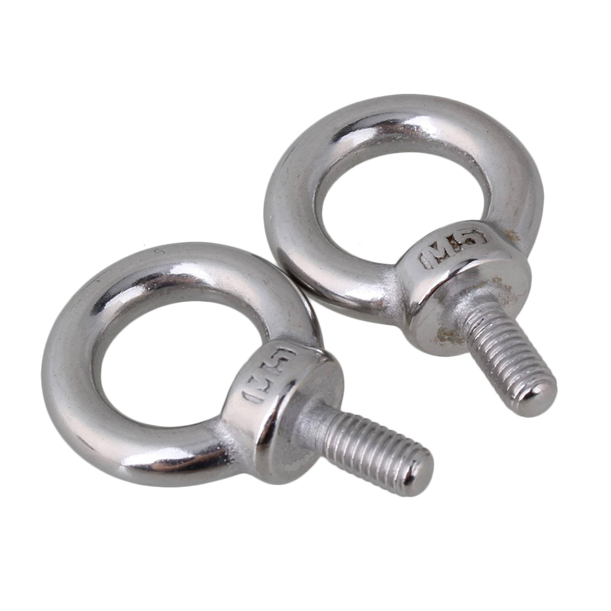 Silver Color European Style M5 Thread Ring Shape Eyed Screws Bolts Pack of 2