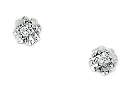 14k White Gold Cubic Zirconia Flower Shape Screw Back Earrings 5x5mm Stud Earring for Women