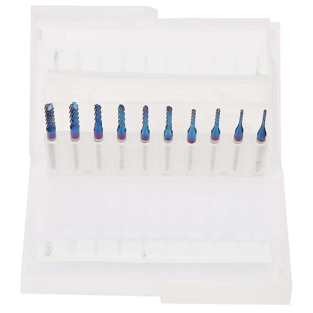 Lot de 10 fraises à graver en carbure de tungstène bleu pour machines CNC et PCB