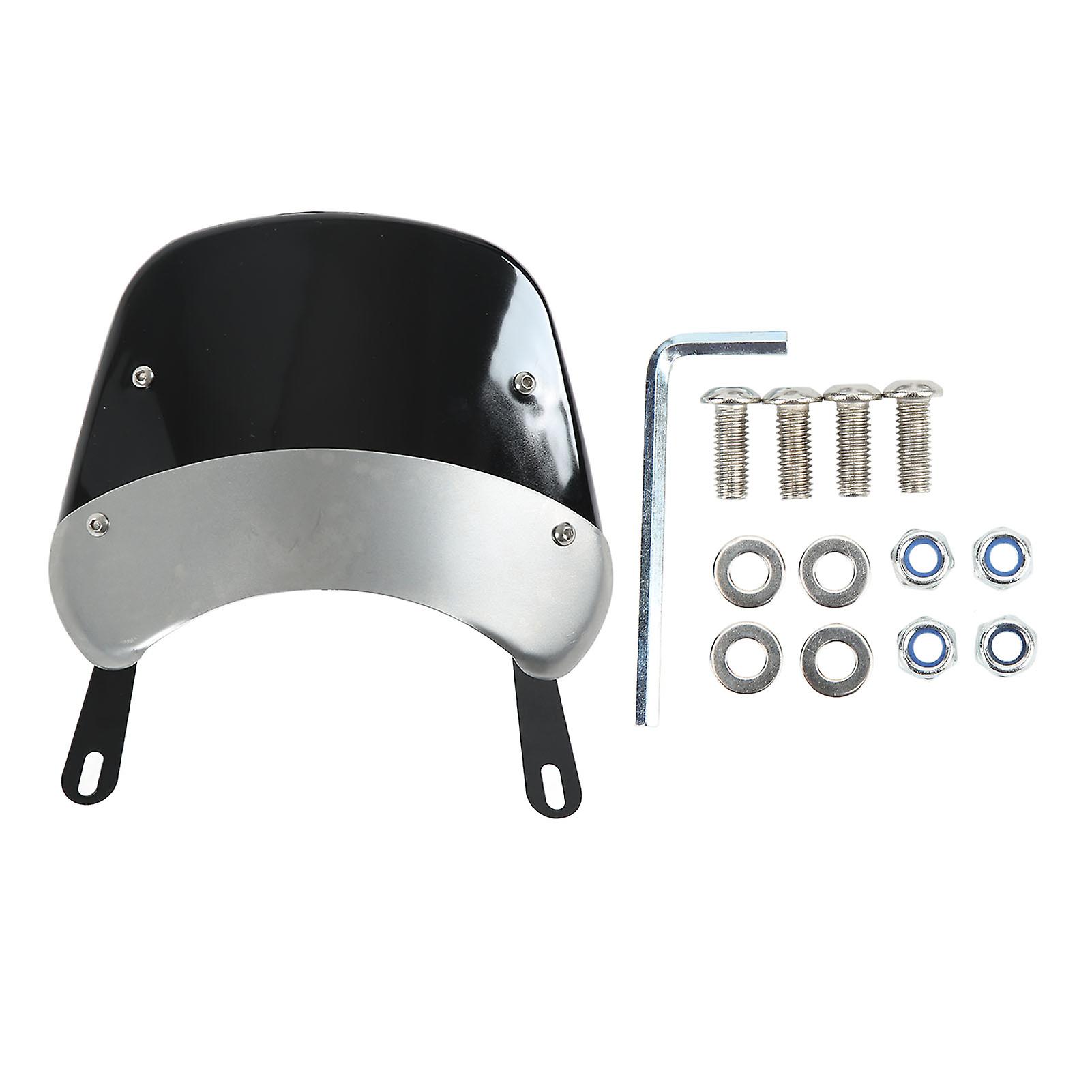 Universal Motorcycle Windscreen Wind Deflector Durable Acrylic Shield Black Adjustable Design Easy Installation Complete Accessories for Enhanced Wind