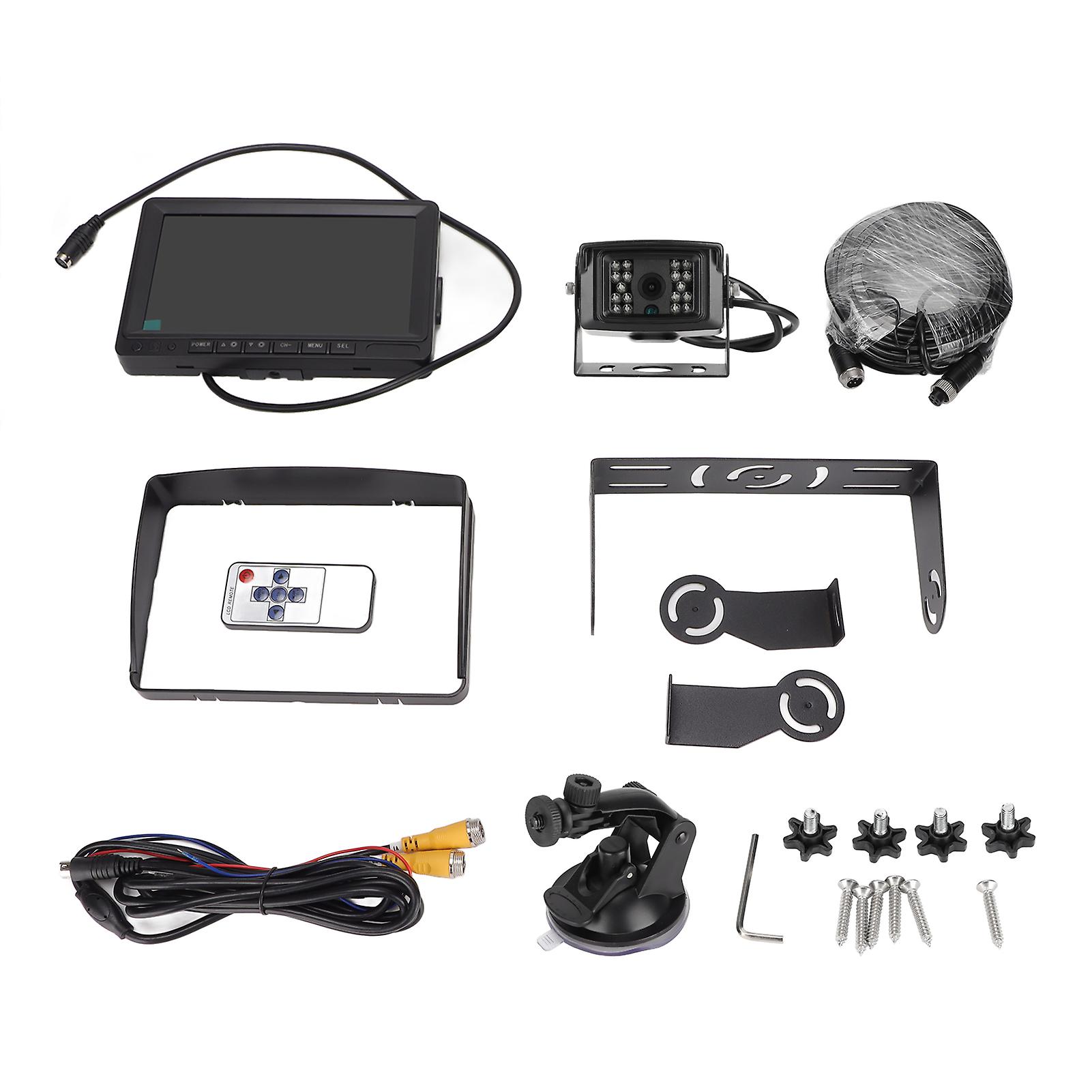 HD 1080P Rear View Backup Camera 7in LCD Monitor IP69 Waterproof Infrared Night Vision for RV Camper Truck Trailer Bus