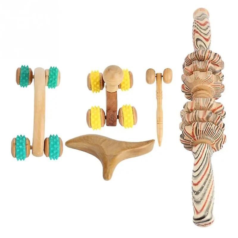 Wooden Roller Muscle Trigger Point Cellulite Fat Removal Scraping Reflexology Abdomen Full Body Stress Relief Massager
