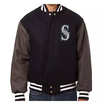 Letterman Seattle Mariners Two Tone Navy And Grey Wool...