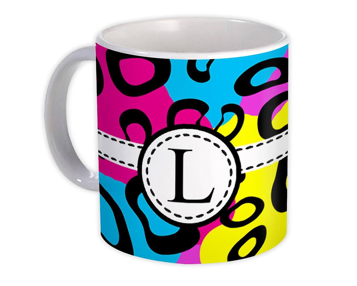 Gift Mug: Monogram Letter L Neon