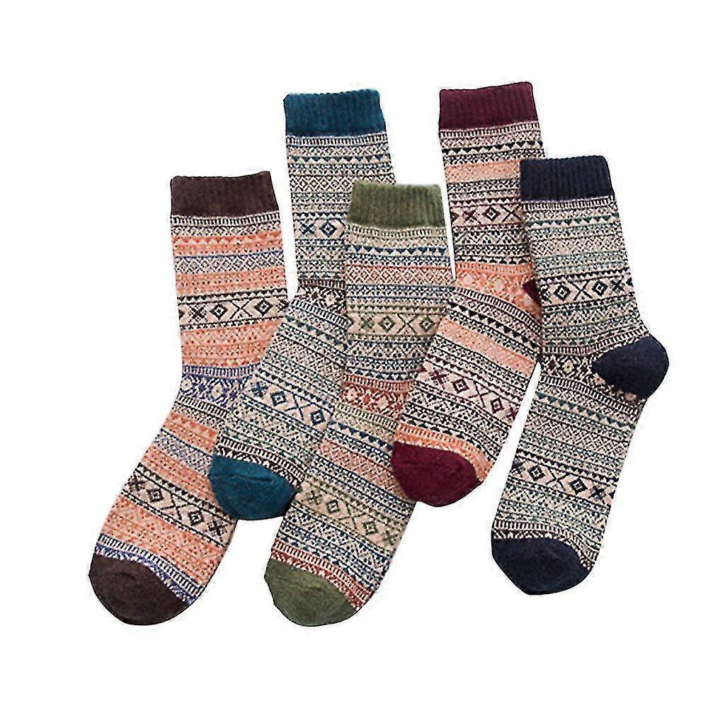 5 Pairs Mans Knit Printed Warm Wool Socks