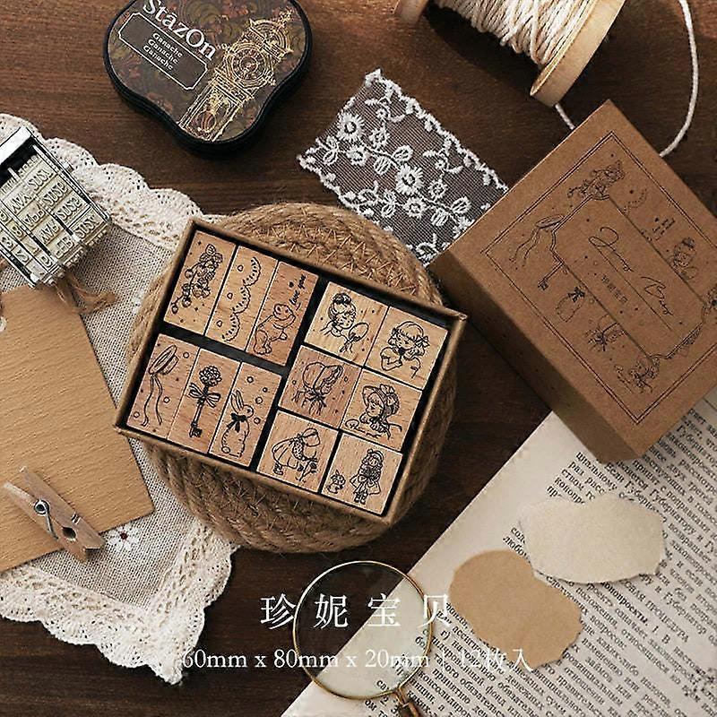 Jenny Chinese Character Number Universe Flower Week Wooden Rubber Stamp Scrapbooking Deco DIY Craft Standard Wooden Stamps