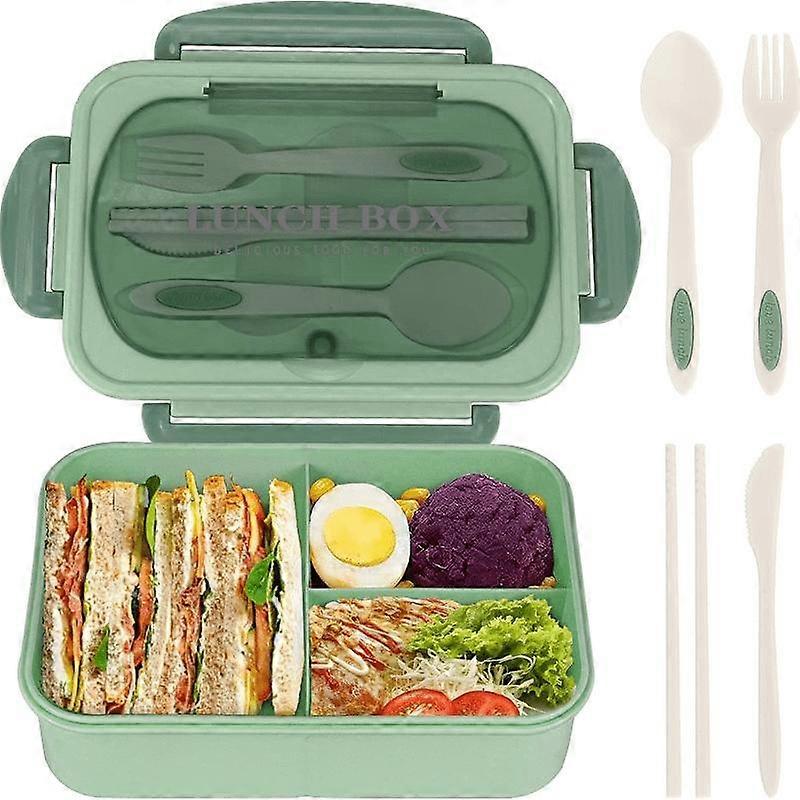 33.81 oz Lunch Box With Tableware For Office Workers, Square Divided Microwave Oven Bento Box, Leakproof Food Container, Hand Wash, For back to school