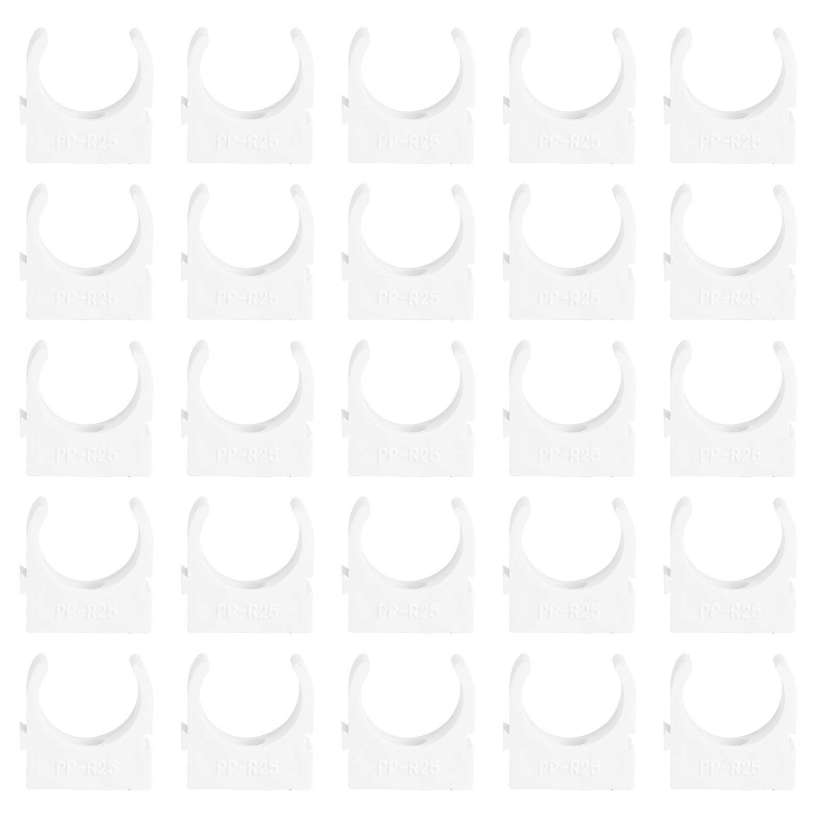 50pcs U Shape 25MM Pipe Clamp Fixed Pipe Support Riding Horse Clamp Clasp (White)