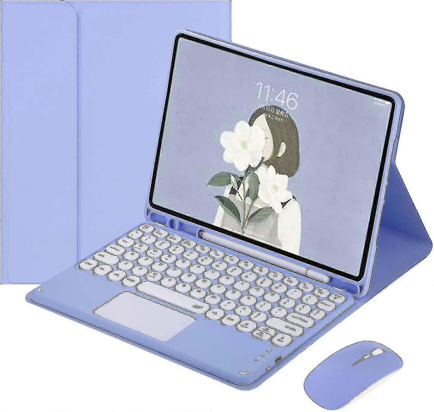 Galaxy Tab A7 10.4 Inch 2020 (sm-t500 T505 T507) Touch Keyboard Case With Mouse Cute Round Key Color Keyboard Detachable Touchpad Keyboard Cover