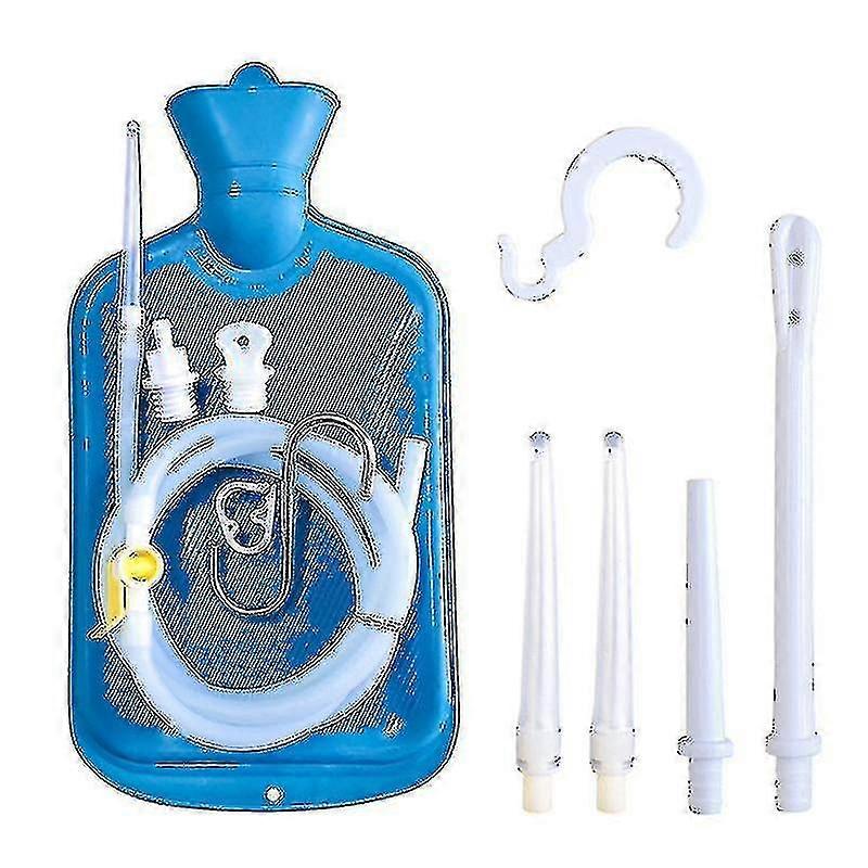 2 L Enema Bag Home Enema Kit with 3 Enema Tips,60 inch Long Silicone Hose, Controlable Water Flow