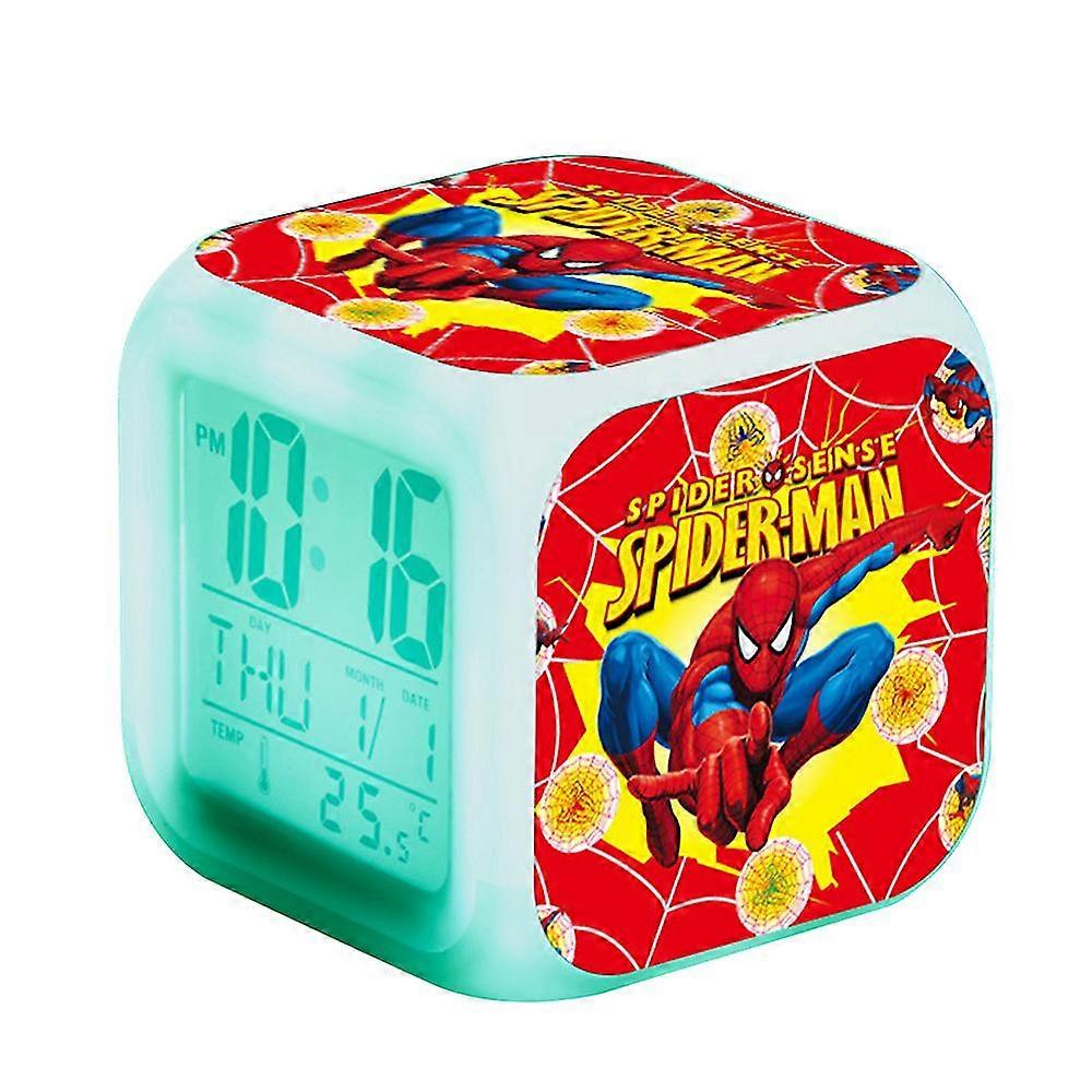 Spiderman 7 Colorful Light Led Digital Alarm Clock Decor dormitor cu timp, temperatura, alarmă, data pentru copii cadouri