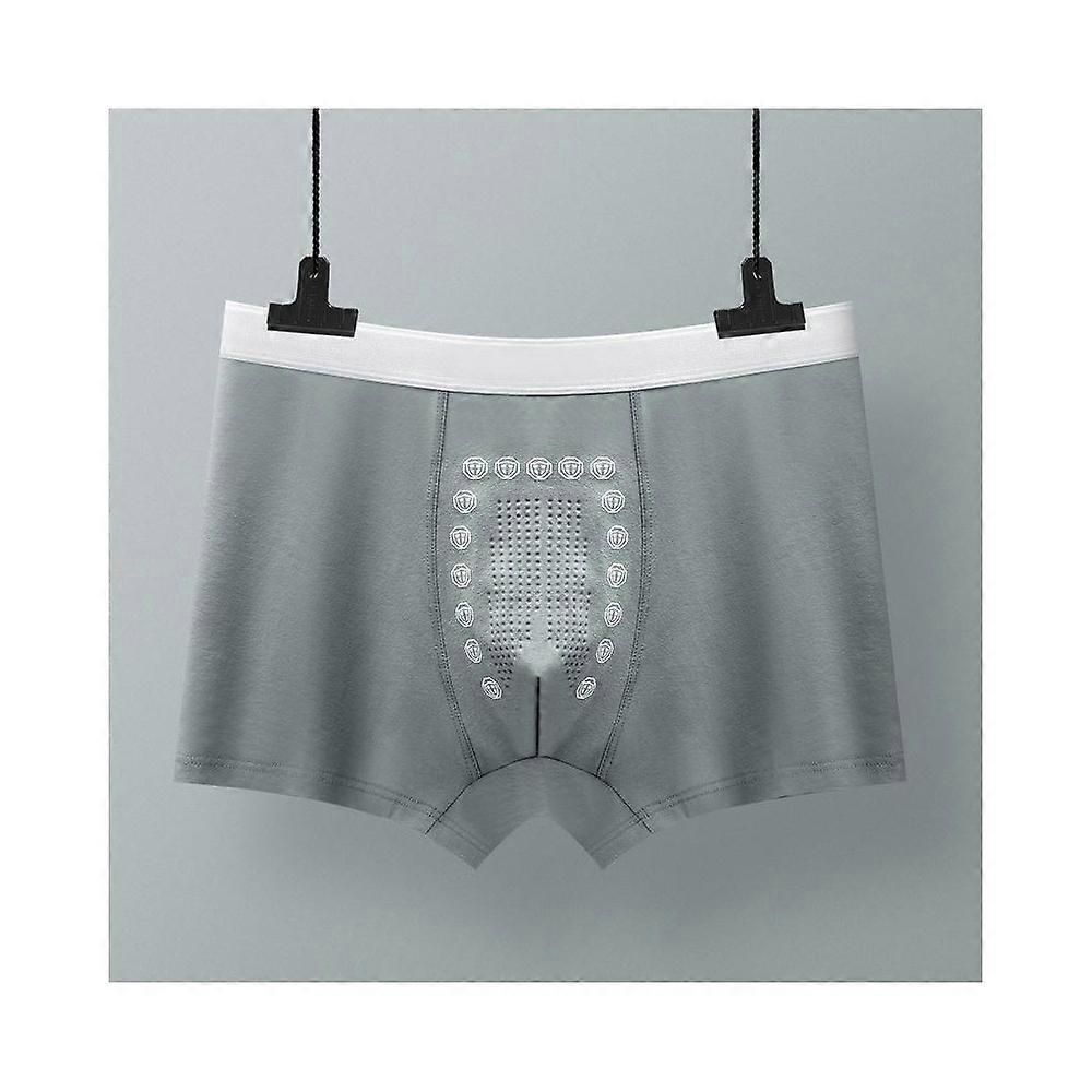 Men's Underwear Graphene Grain Crotch Long Staple Cotton Breathable Comfort Boxer Briefs 5-Pack -Gray green