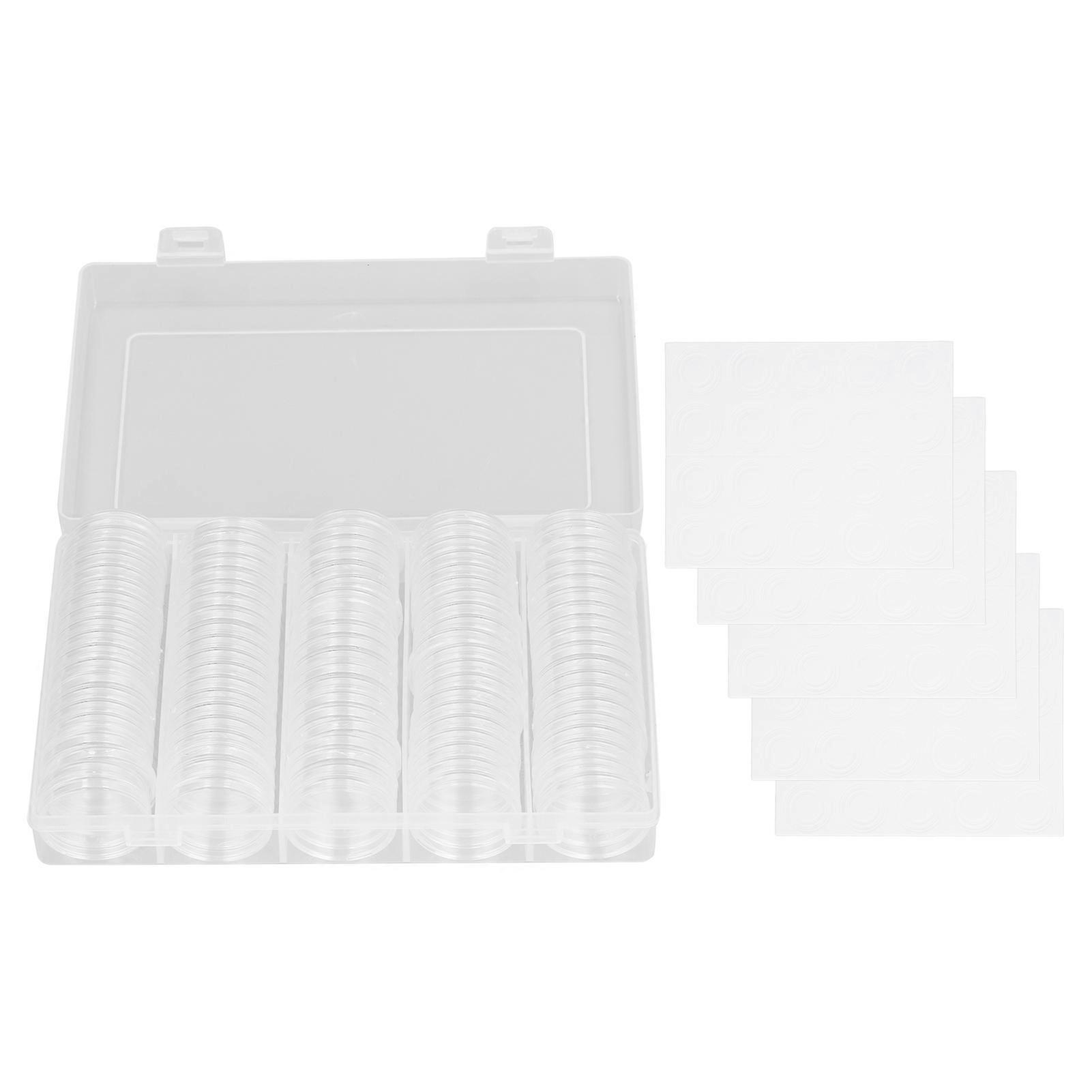 100pcs 17 To 30mm Coin Capsules 5 Sizes Protection Clear Coin Holder Case With Foam Seals