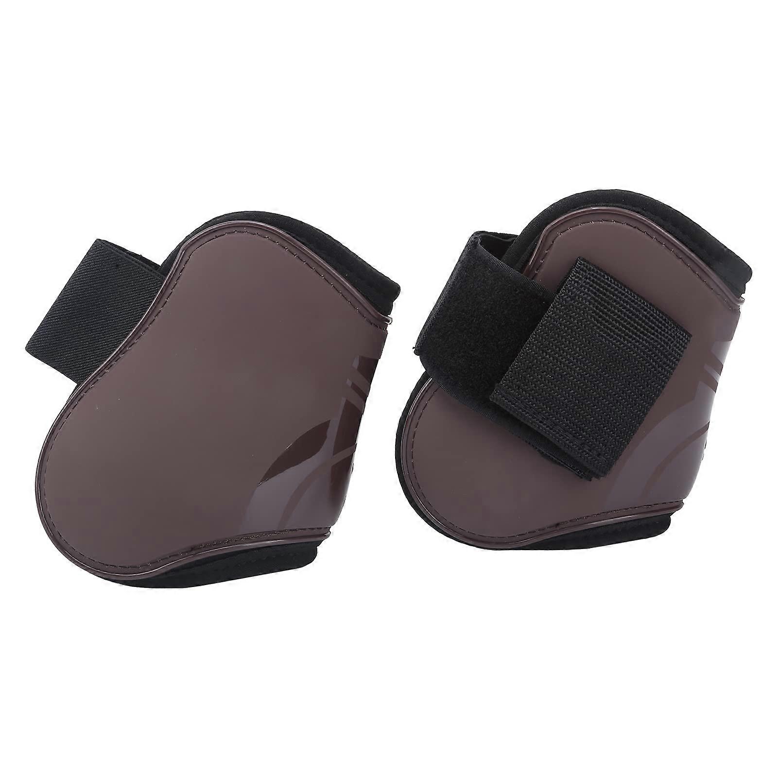 מגפי גיד סוס, מגפי מגן גיד קפיצות סוסים, מגפי מגן סוסים בולמי זעזועים הגנה מאובטחת על רגלי סוס לרכיבה (רגל אחורית חומה XL)