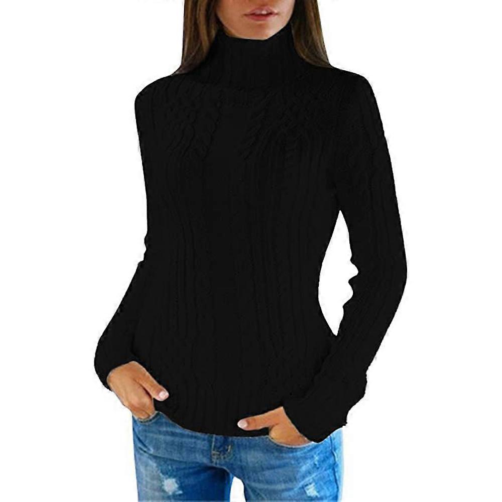 Ladies Lightweight Cable Knit Turtleneck Sweater(L)