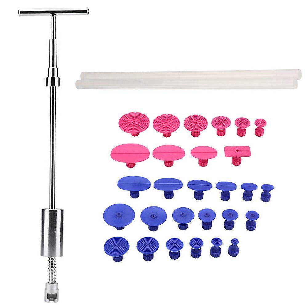 Car Dent Paintless Repair Tool Kit 1 T Bar Slide Hammer 28pcs Glue Puller Tabs 2 Free Stick YEMAA