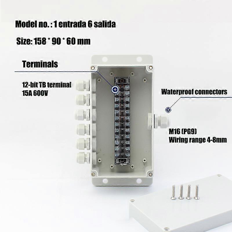 Plastic monitoring waterproof terminal box with terminal one in two out of the outdoor distribution box through the wire box