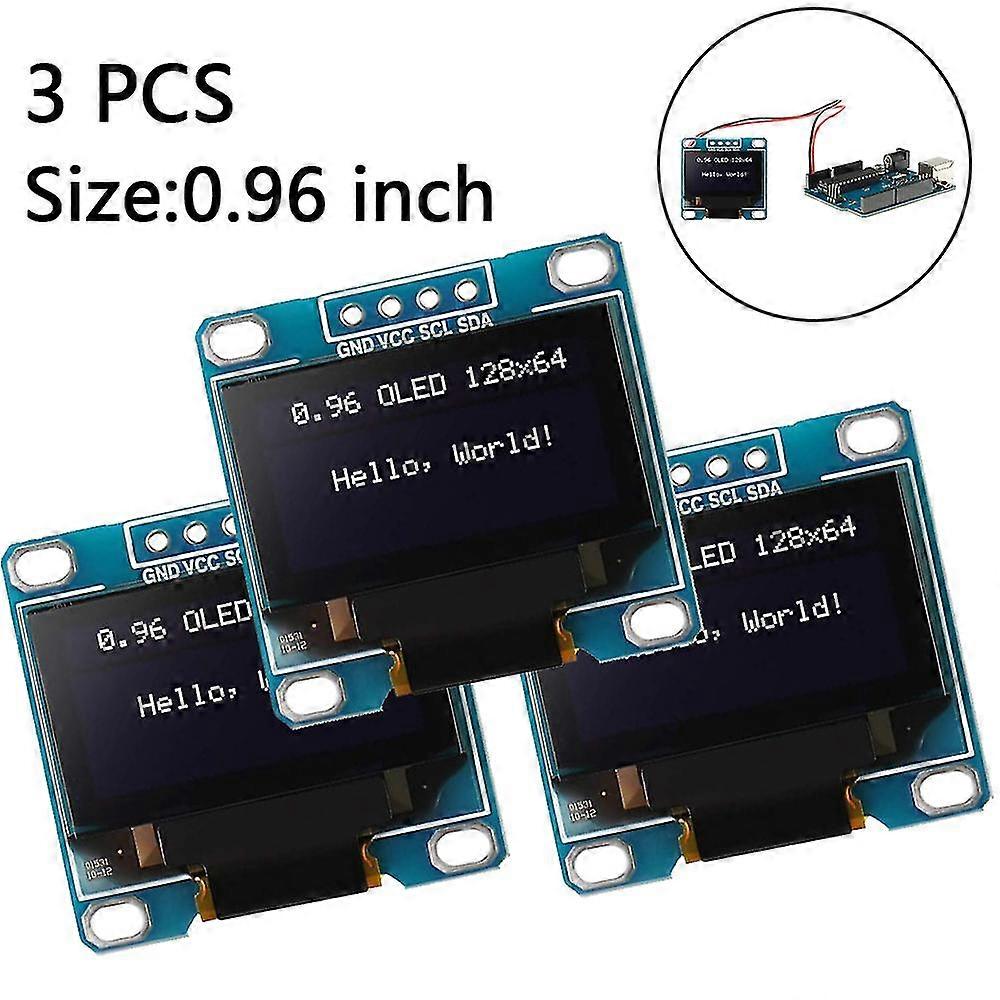 3 Pcs Oled Module 128x64 Driver Iic Serial Self-luminous Display Board