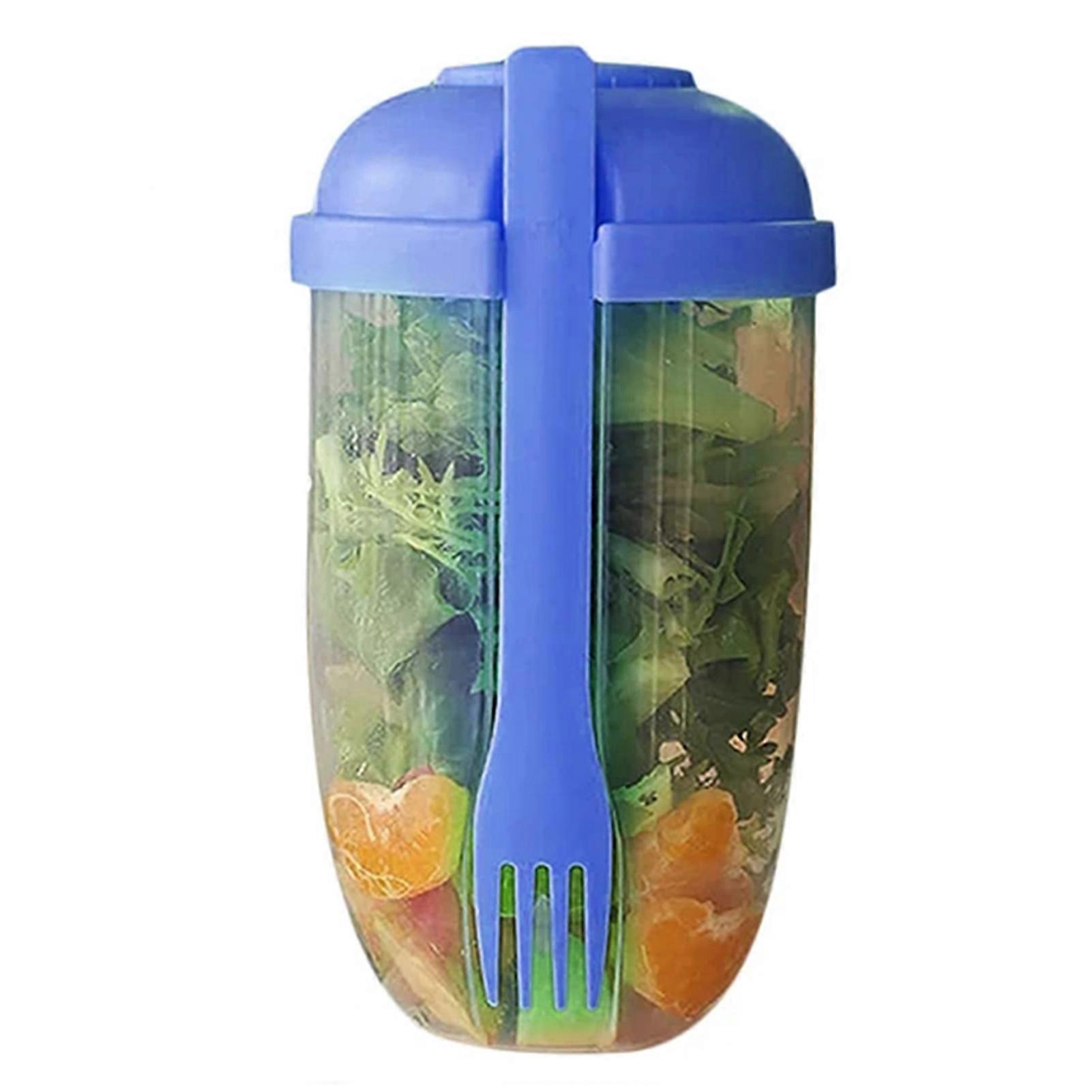 Portable Salad Cup with Forks Lid Large Capacity Sealing Storage Bottle for Camping Picnic