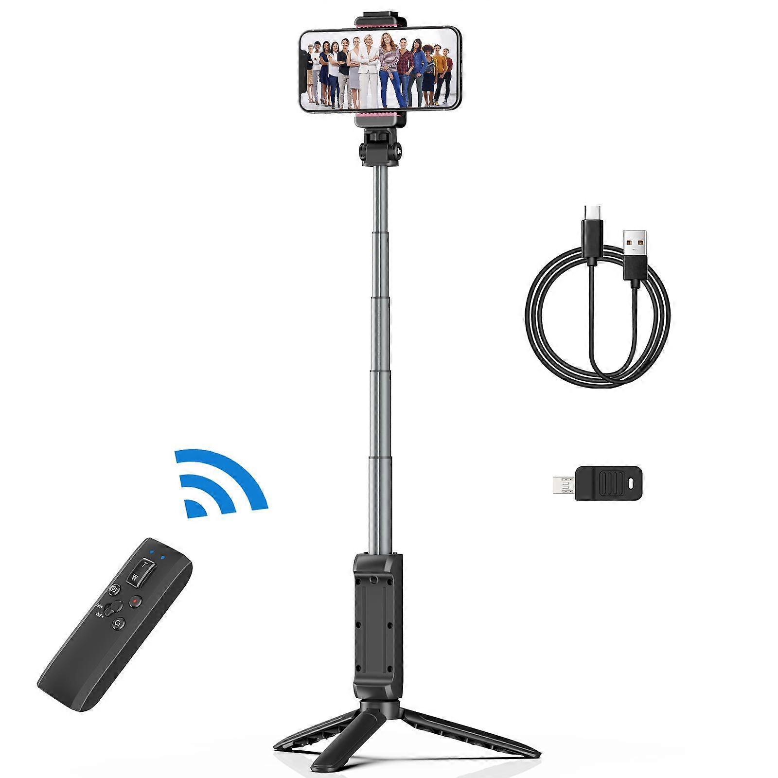 MT-40 Tongkat Selfie Tripod Tongkat Swafoto Nirkabel Bluetooth Pegangan dan Tripod Untuk Kamera Diam Video Vlog Bluetooth Remote