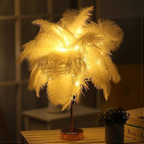 Creative Bedroom Feather Table Lamp Night Light Decorative Light