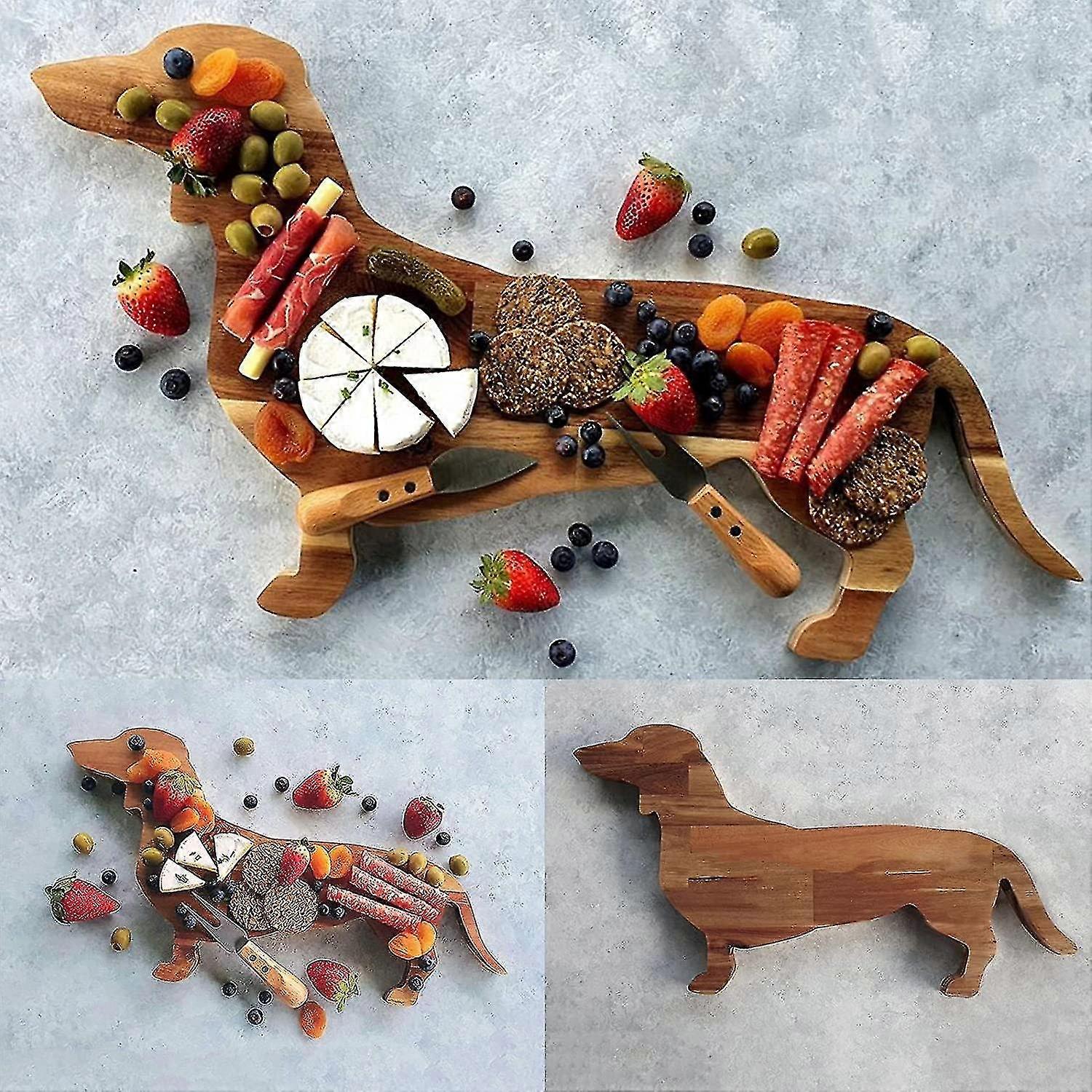Dachshund σκύλος δείπνο πλάκα κοπής, ξύλο ξύλο κοπής Dachshund βολικό δίσκο τροφίμων για το χριστουγεννιάτικο πάρτι