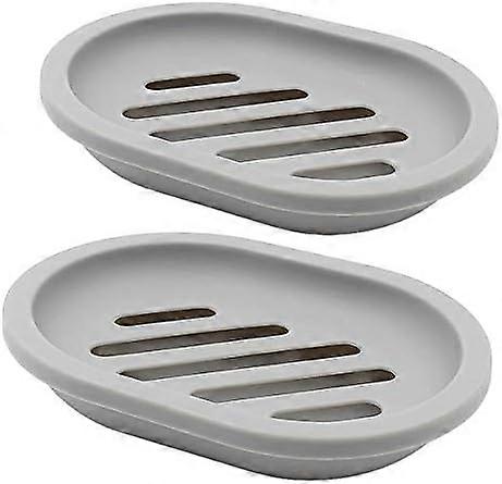 2-Pack Soap Dish with Drain, Soap Holder, Soap Saver, Easy Cleaning, Dry, Stop Mushy Soap (Gray)