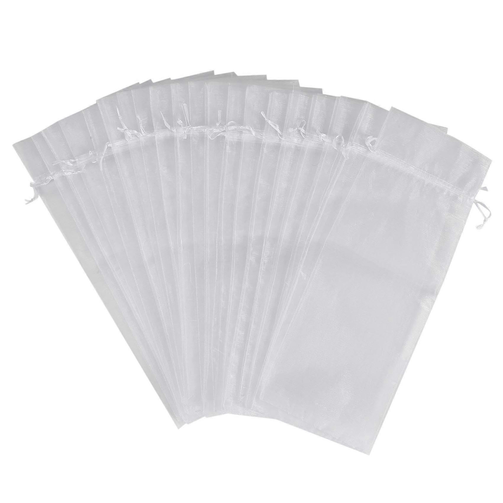 20Pcs Sheer Organza Wine Bags 14X37cm Reusable Simple Bottle Wrap Dresses Festive Packaging Baby Sh