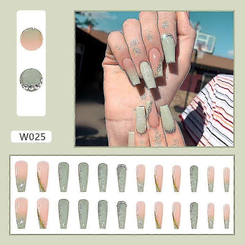 W025 抹茶バレエロングバレエネイルアートネイルパッチヨーロッパとアメリカの人格鎧を着て