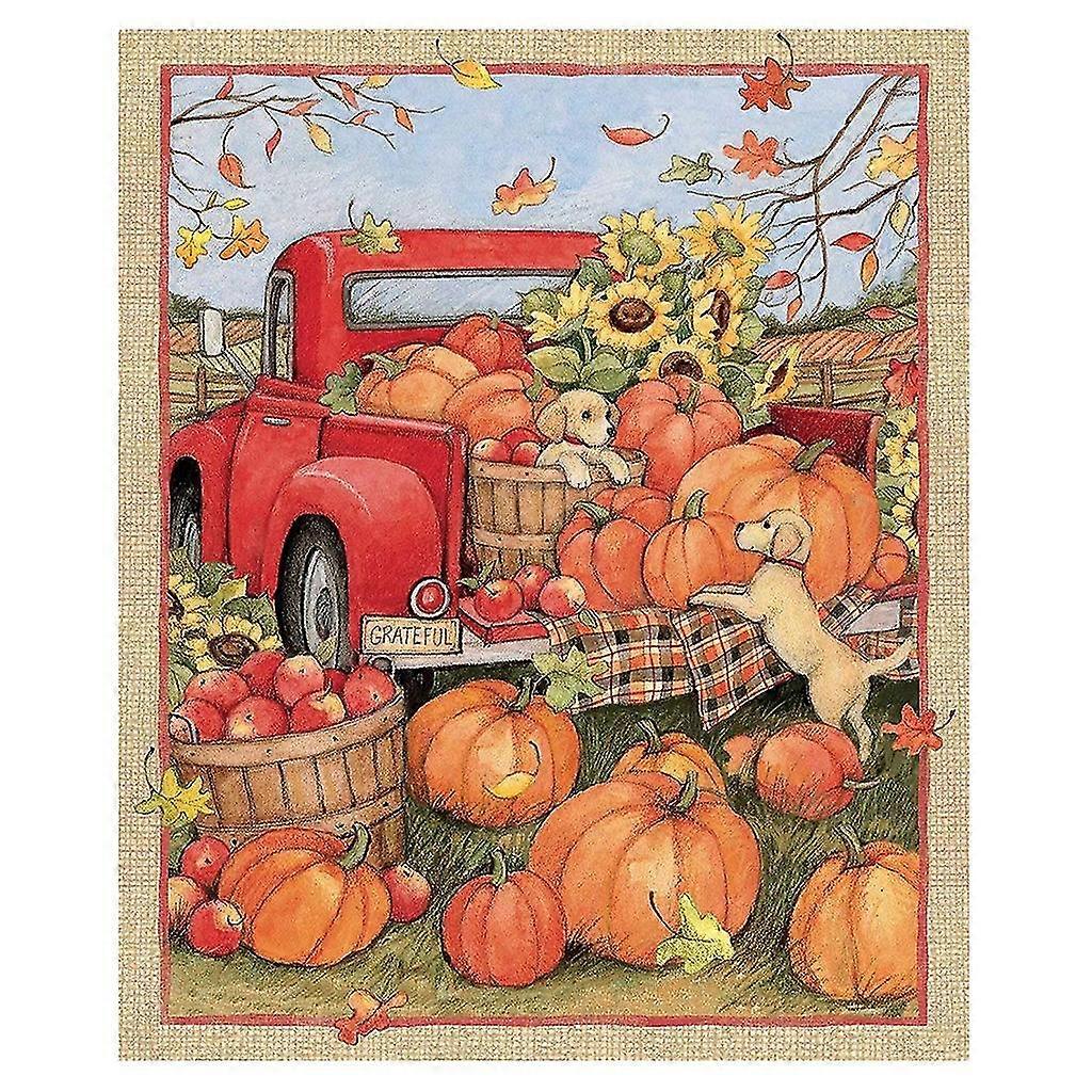 Fun 36x44 Panel Snowman Gifts Snow Polyester Fabric Pumpkin Car Pattern Gift