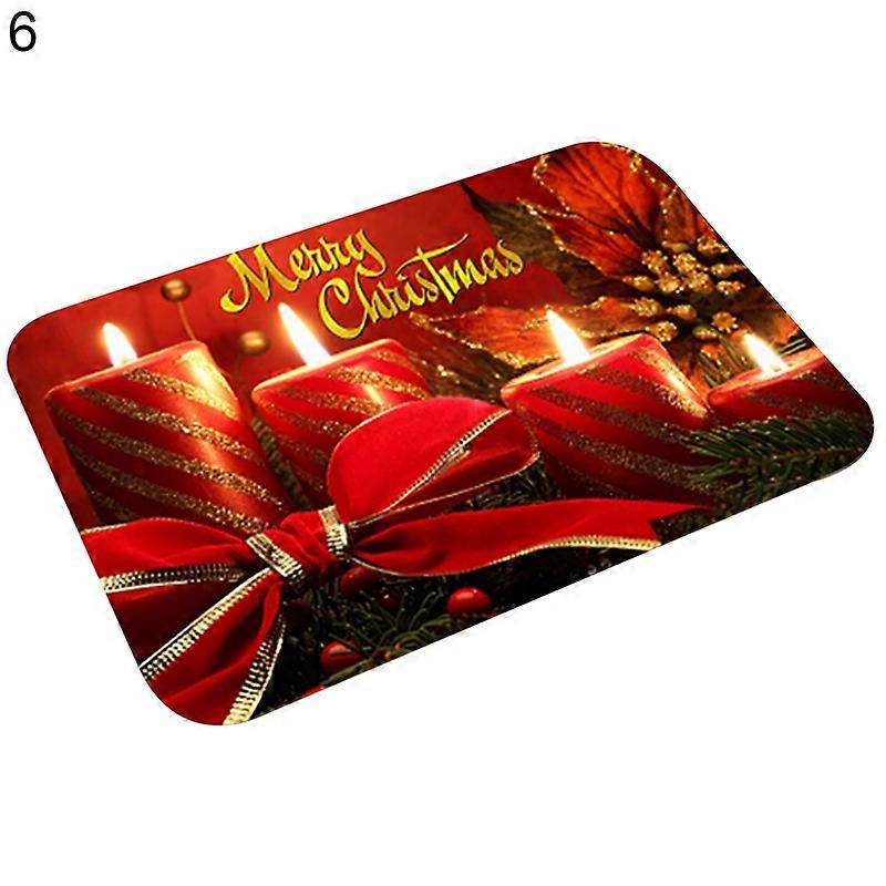 Floor Mat Christmas Theme Pattern Non Slip Flannel Front Door Entrance Mat Home Decor