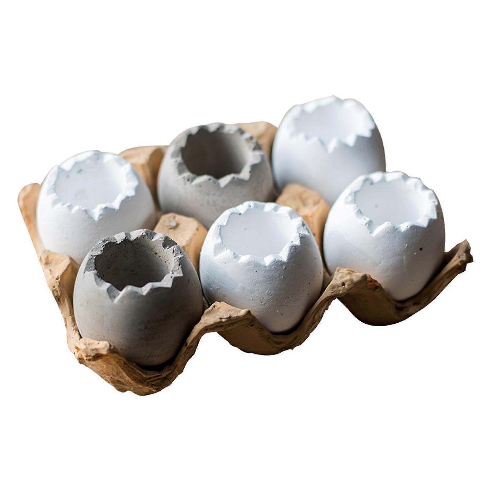 1 Set Flower Pot Durable Creative 6Pcs Eggshell Mini Succulent Planter with Base Home Decor KAESI
