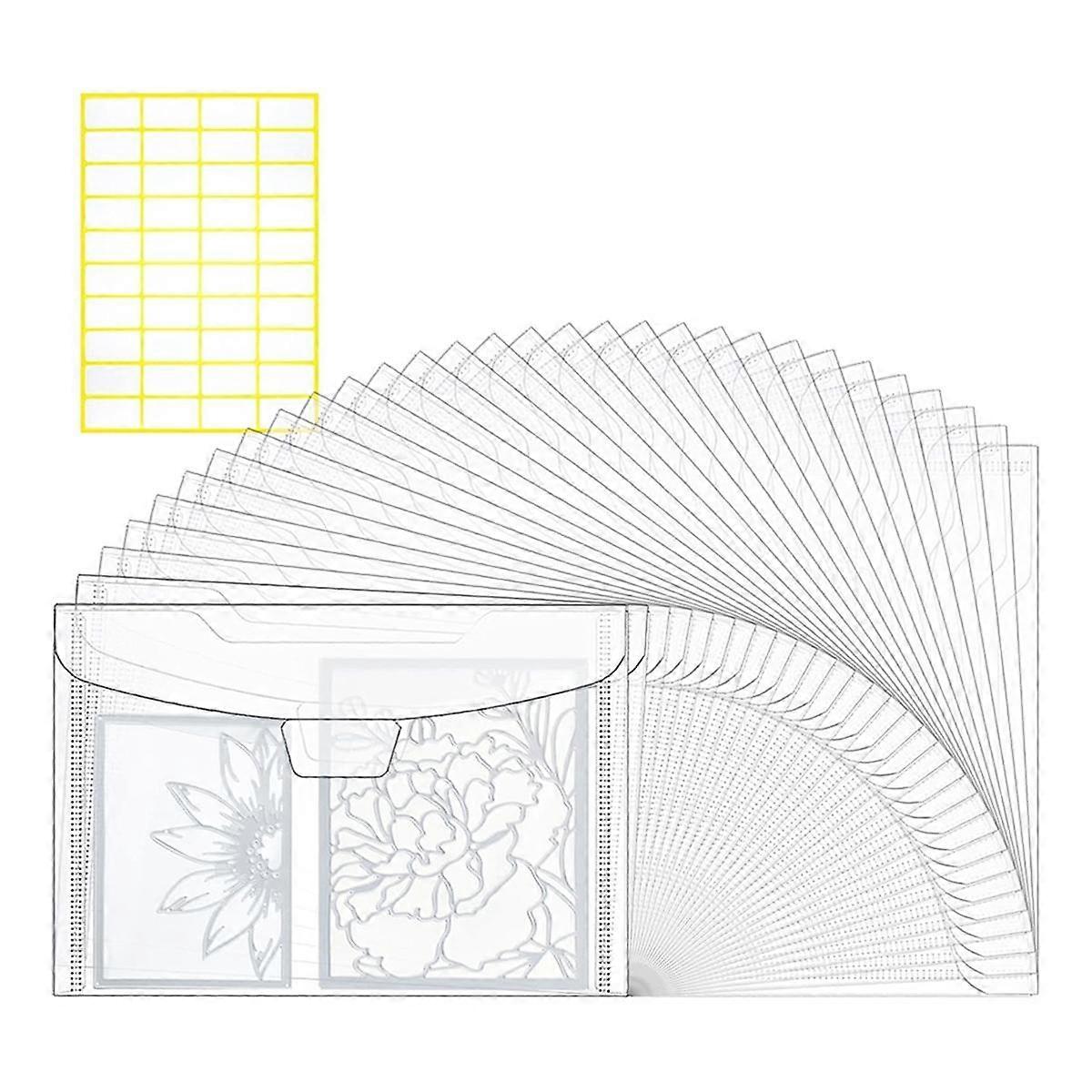 30-Piece Clear Stamp and Die Plastic Storage Bags, Resealable Envelope Bags for Card Making DIY Scr