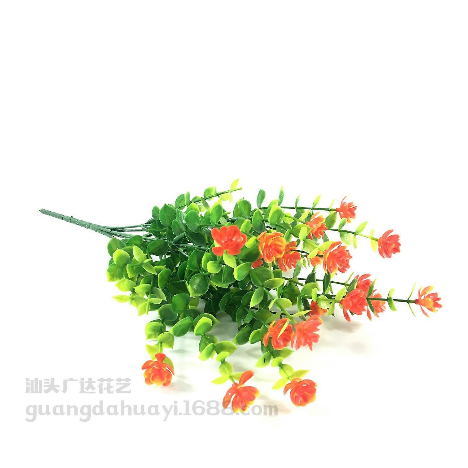 2Pcs Artificial Plant Branch Simulation Eucalyptus Leaf Greenery folhas decorativas para casamento de parede combinando (vermelho)