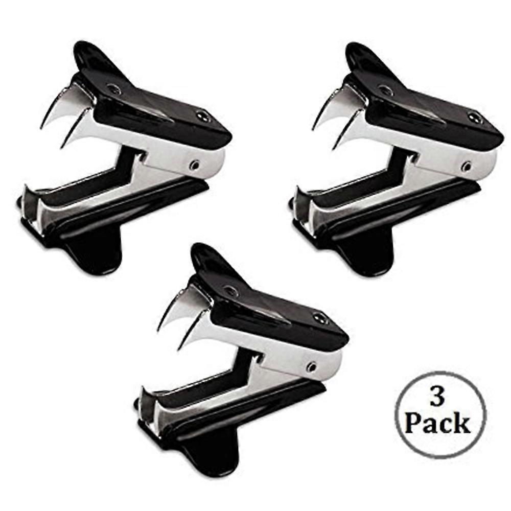 Staple Remover Staple Puller Extra Wide Finger Grip Aço Jaws Pack de 3 Preto