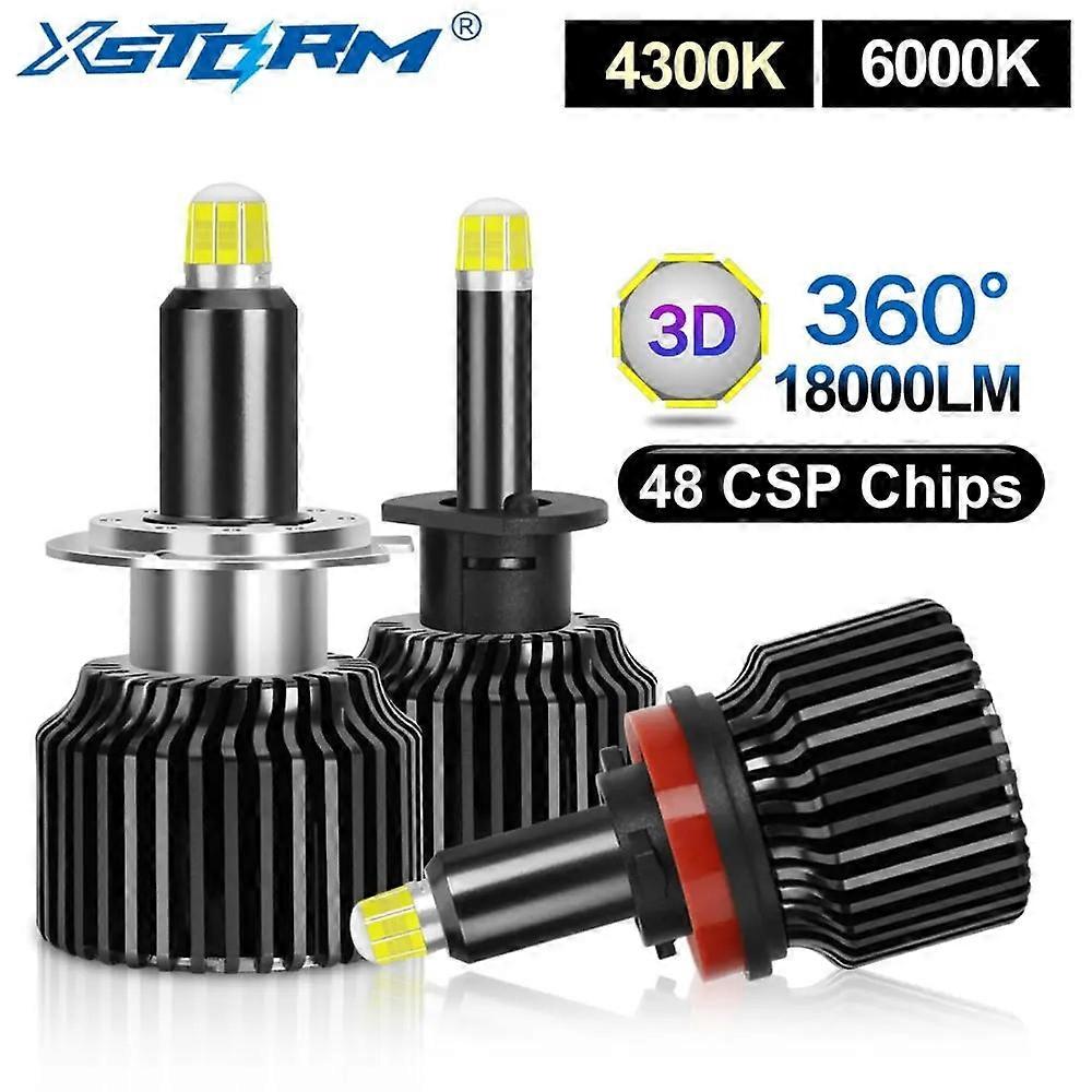 2pcs 48 CSP H1 H3 H7 LED Bulb H8 H11 9005 HB3 9006 HB4 Canbus 3D 360 Degree Car Headlight 18000LM Auto Fog Lights Turbo Led H7