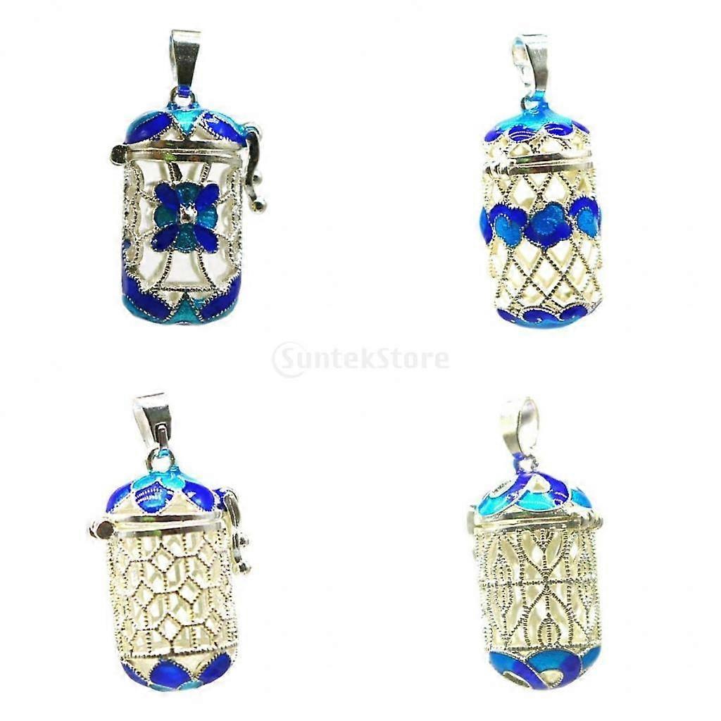 4pcs Enamel Locket Perfume Oil Diffuser Pendant for Necklace