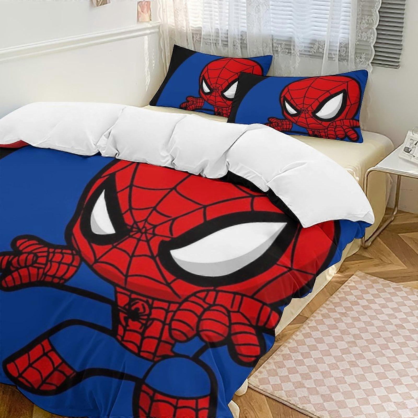 Zm81 Spider-Man 3-Piece Twin Bed Set - Includes 1 Single Quilt And 2 Pillow Cases Bedding - Fade Resistant Microfiber - Spider Lc81