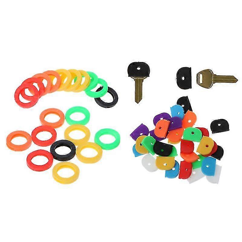80 Pieces Colorful Key Caps Rubber Key Identifier Rings For House Key, Keys Organization, 8 Colors, 2 Different Style