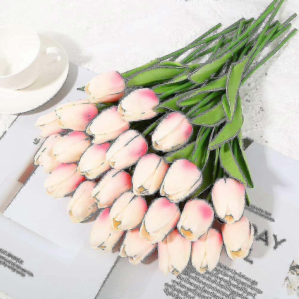 20パック偽チューリップの花、偽の偽のチューリップの花、ブライダルウェディングブーケ、現実的な偽のチューリップブーケ