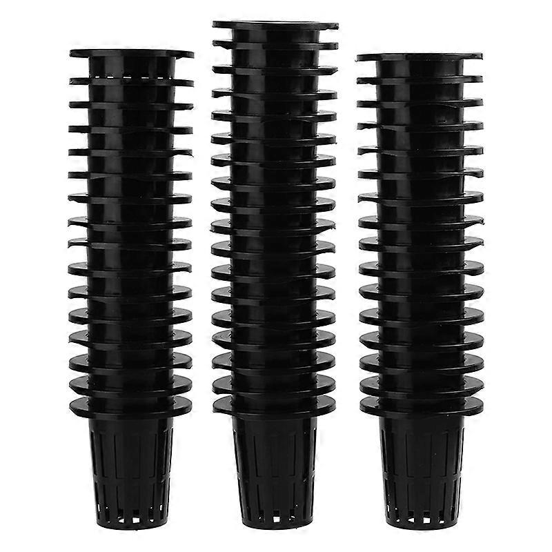 100 Pcs Black Plastic Slotted Mesh Net Plant Cups Pots Bucket Basket for Hydroponics/Aquaponics/Orc