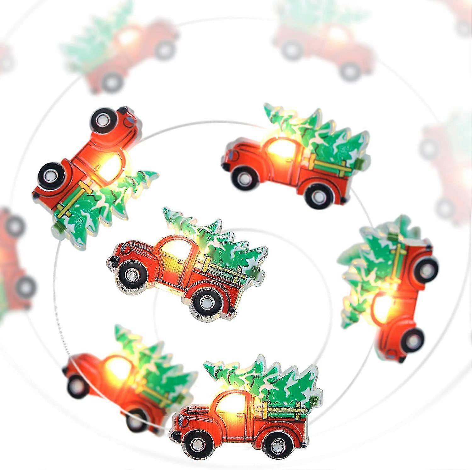 LED Christmas String Lights 6.5 Feet 20 LED Christmas String Lights Red Truck Light Battery Powered 8 Twinkle Modes Fairy Lights Decor with Remote Con