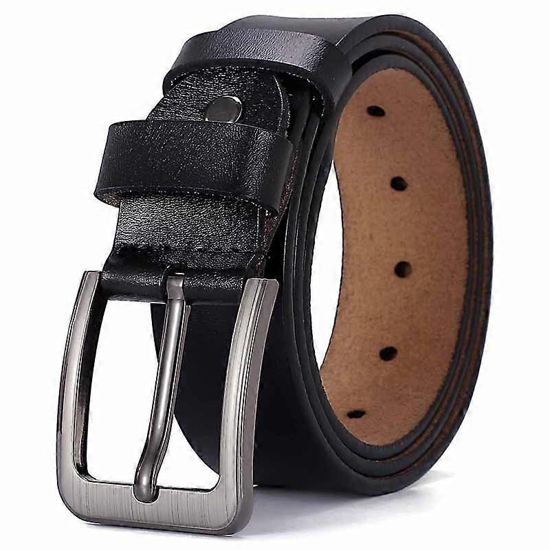 Black leather belt men 120cm belt leather jean business metal retro jeans belt cowhide 38mm width