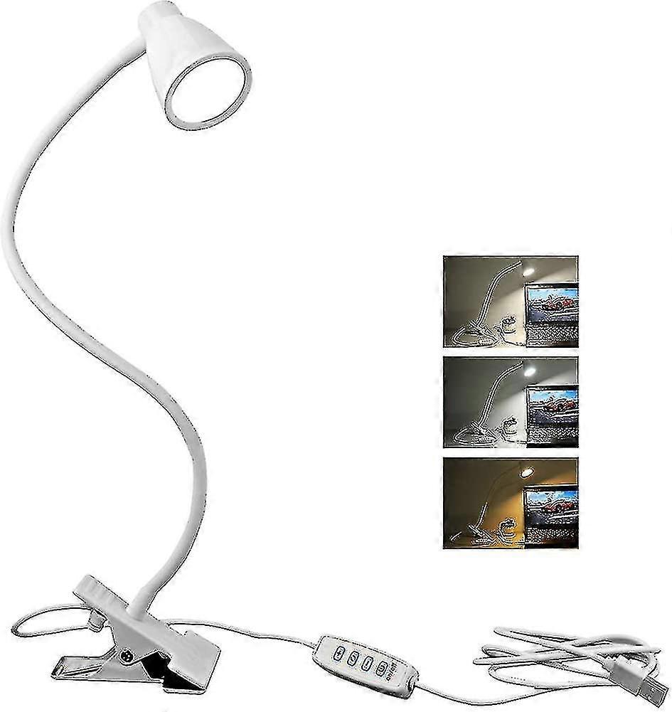 Lampe de lecture à pince led, modes de lumière réglables et intensité de luminosité pour bureau