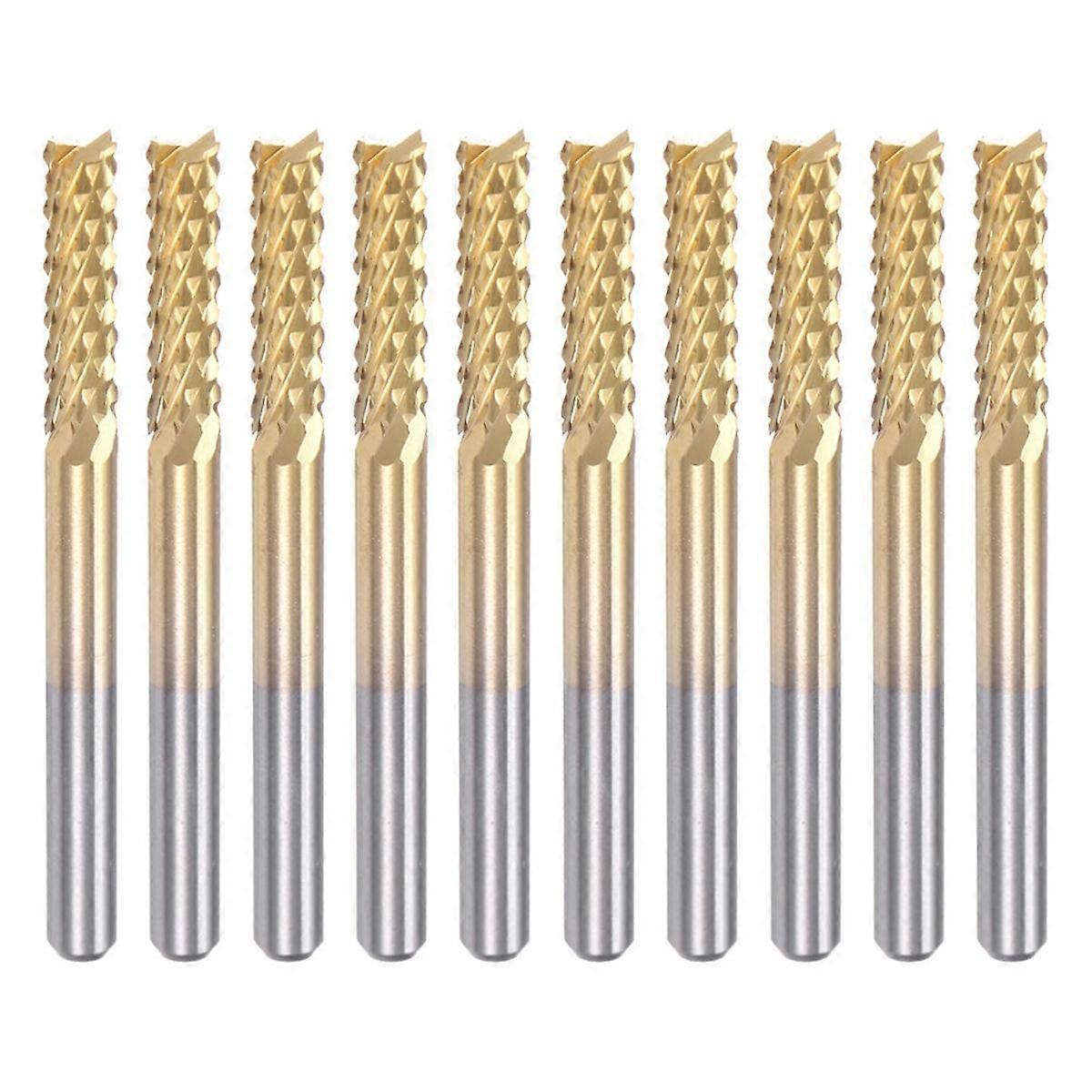 10PCS Titanium Coat Carbide End Mill Gravação Milling Fresa Router Bits CNC para PCB Machine, 1/8 polegadas Shank 3.175Mm