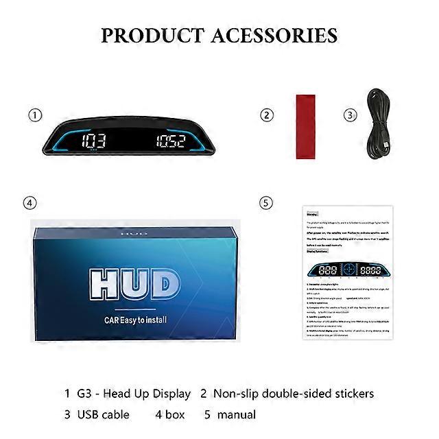 G3 GPS HUD Auto Speedometer Head Up Display Car Smart Digital Alarm Reminder Meter Electronics Accessories for All Car