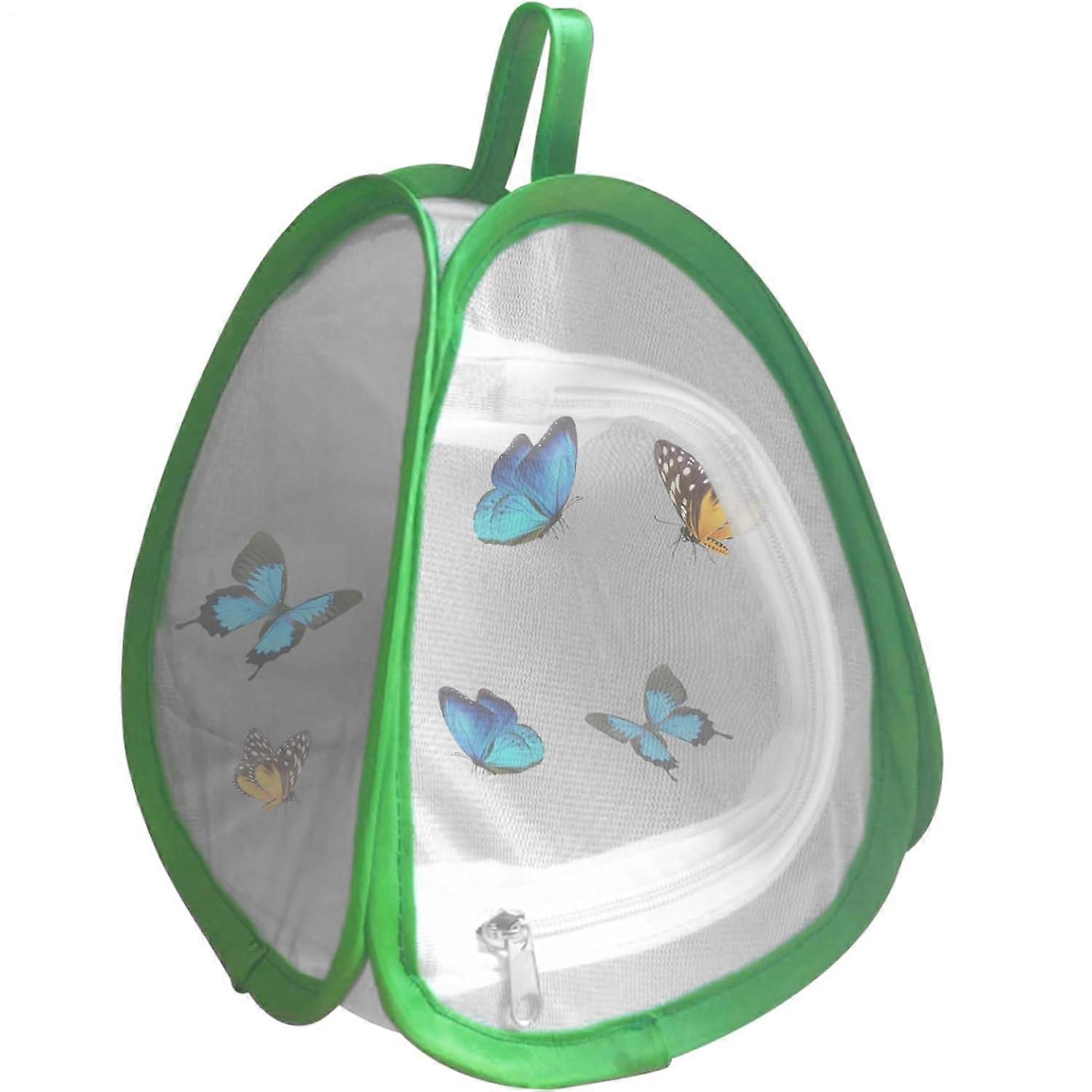 Mini Butterfly Habitat Cage, Collapsible Insect Mesh Cage, Portable Butterfly Net Habitat with Zipper for Transporting and Raising