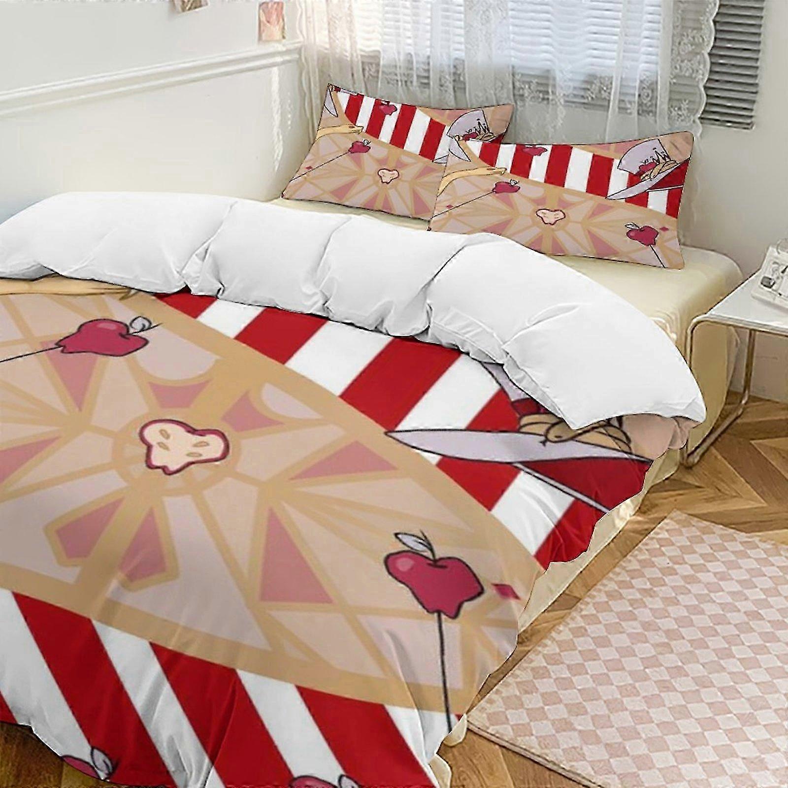 v141 Lençóis Hazbin Hotel Down Capa de Edredom Conjunto de Cama de Microfibra, (1 Capa de Edredom e 2 Fronhas) Lençóis ccv141